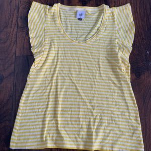 CAbi | Daisy Yellow Stripe Round Neck Jersey Pullover Tee Blouse